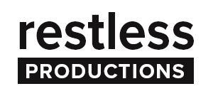 The logo for Restless Productions, it is the words Restless Productions